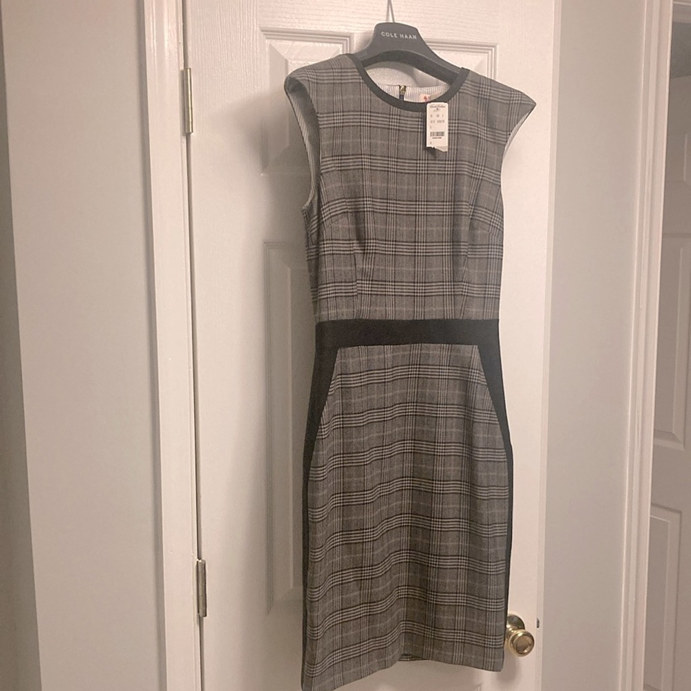 COPY - ADORABLE Black, gray and blue Brooks Brothers work dress.